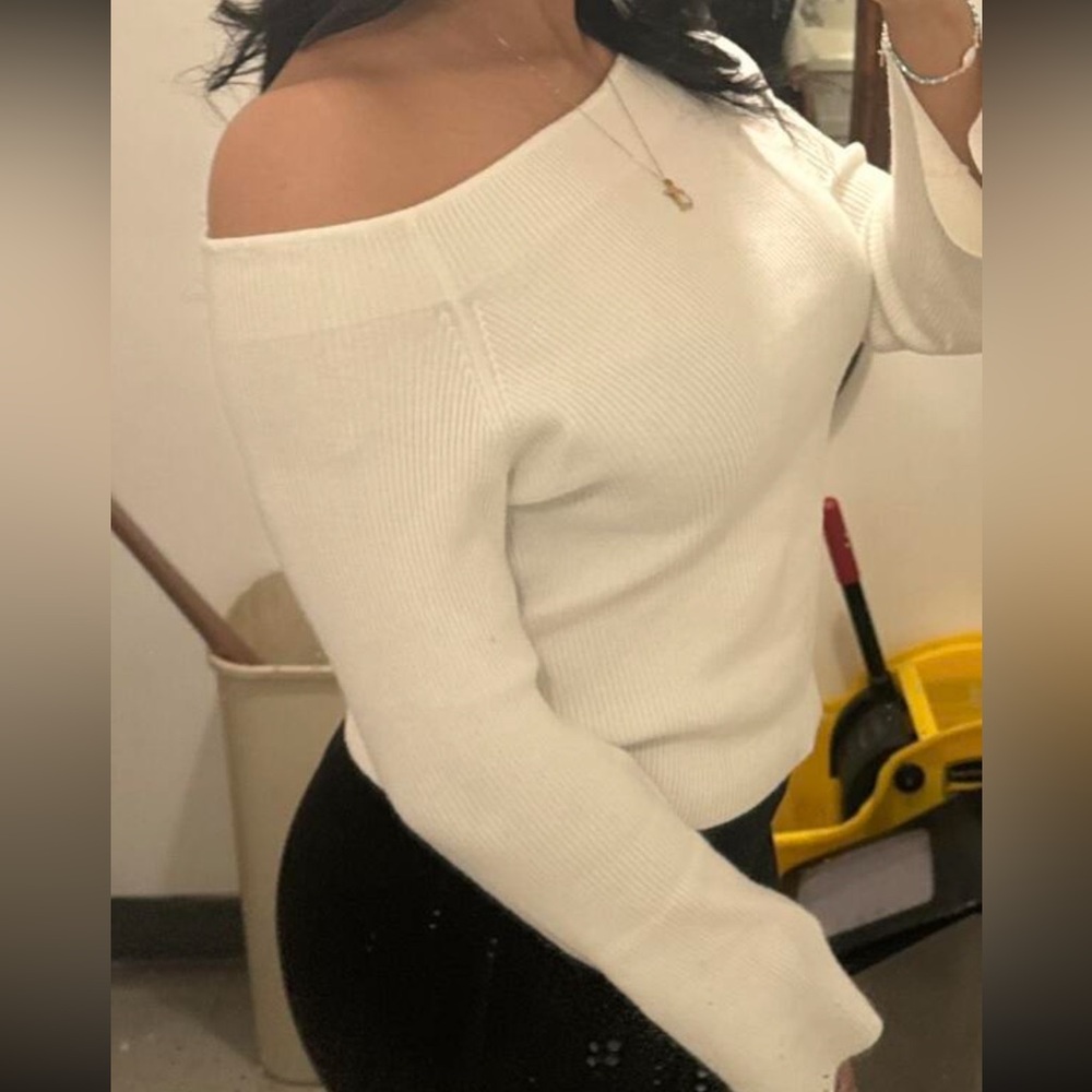 SheIn // Ribbed Off Shoulder Sweater - Picture 5 of 8